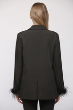 Fur Trimmed Single Breast Jacket