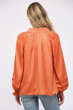 Fate Ballon Sleeve Split Neck Blouse