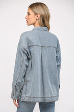 Button Down Denim Tunic Shirt