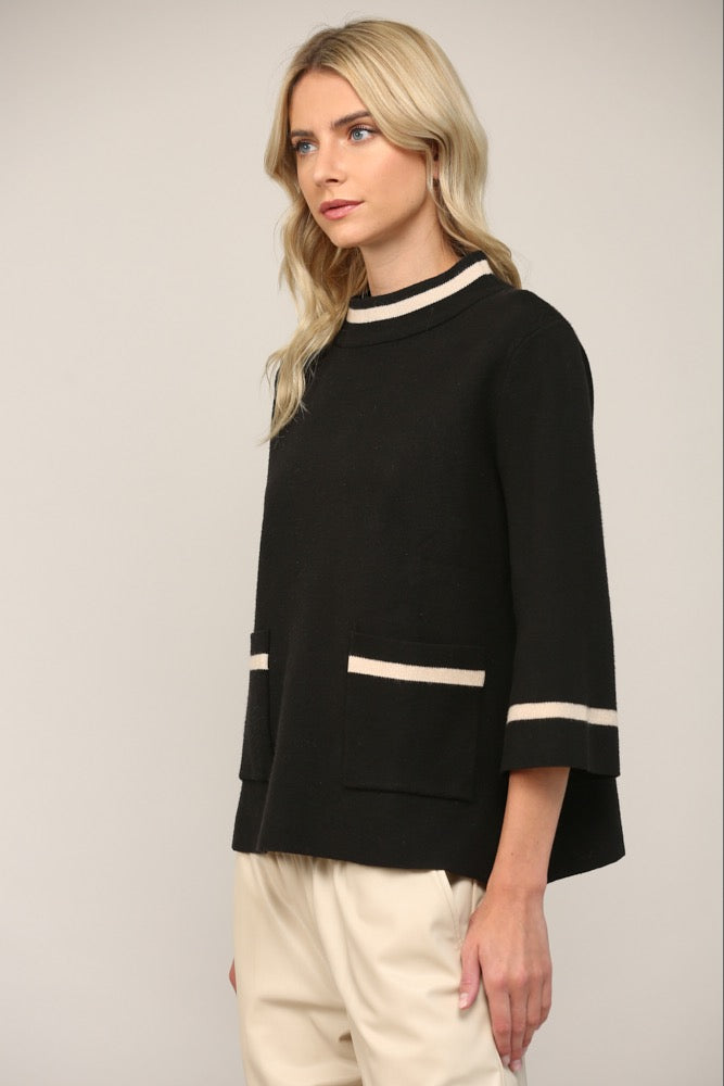 Fate Black/White Mock Neck Sweater