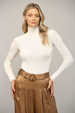 Fate Sheer Back Fitted Mock Neck Sweater