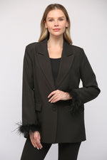 Fur Trimmed Single Breast Jacket