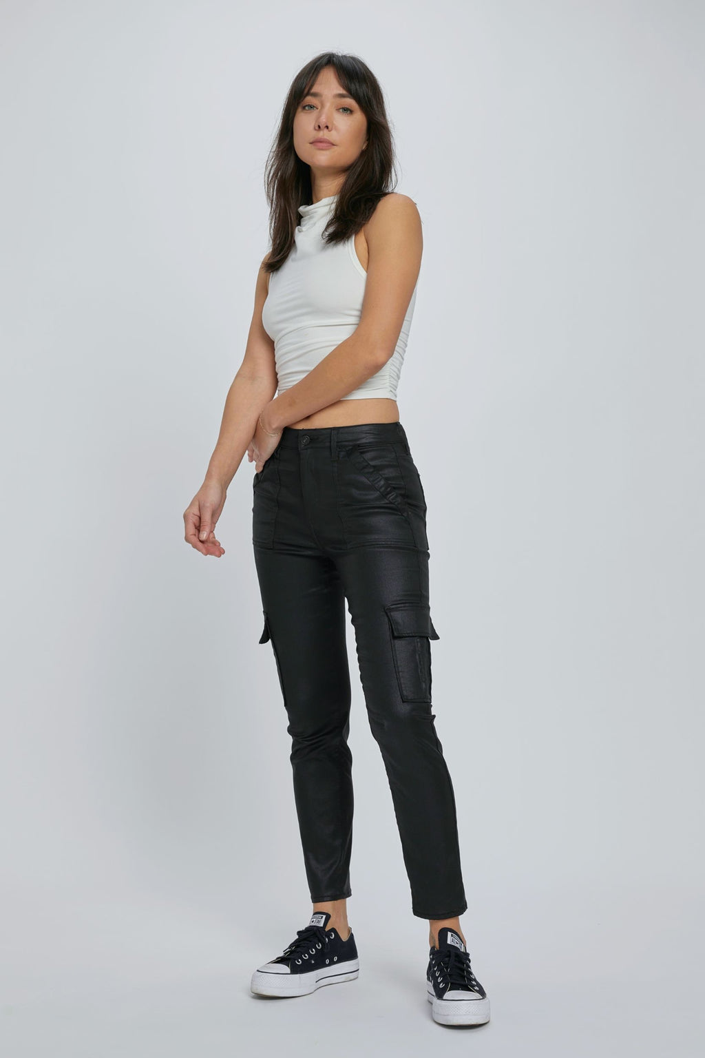 Hidden High Wasted Faux Leather Pants