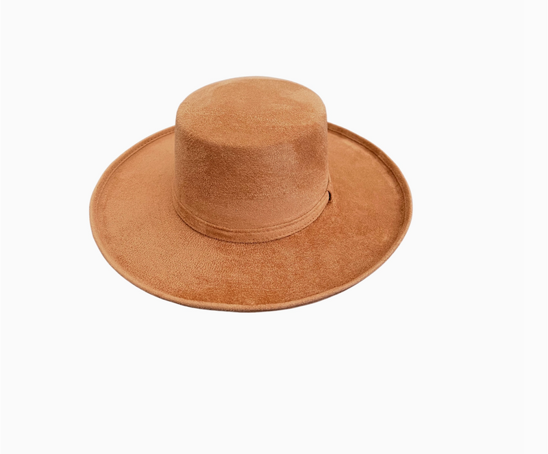 Vegan Pencil Curl Stiff Brim Boater Hat