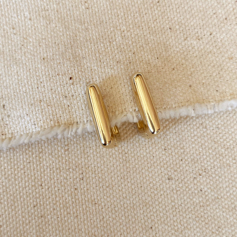 18k Gold Filled Rectangle Shaped Hoop Earrings